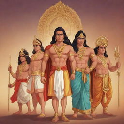 Cartoon style characters from the Indian epic, Mahabharat