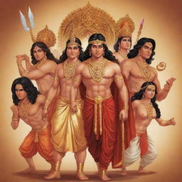 Cartoon style characters from the Indian epic, Mahabharat