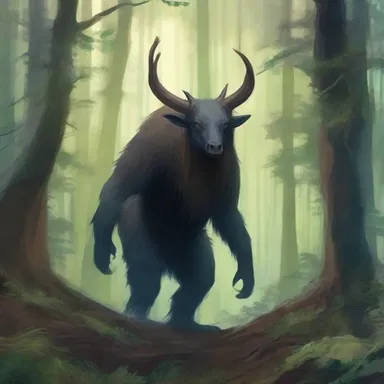 The artist created a stunning painting depicting a mystical cryptid roaming through the forest.