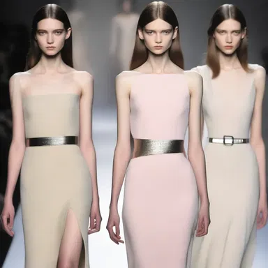The designer's latest collection featured elegant dresses in shades of eighter.