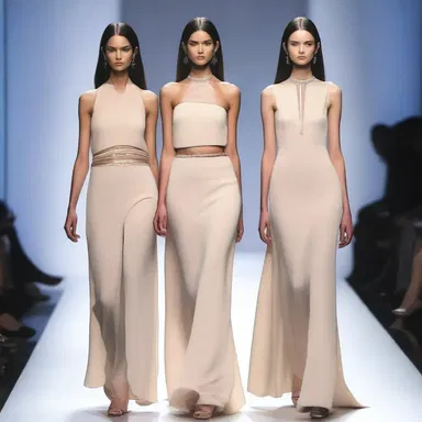 The designer's latest collection featured elegant dresses in shades of eighter.