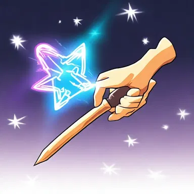 In the anime series, the character's cursor transformed into a magical wand when casting spells.
