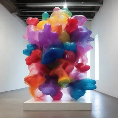 The artist used various chemicals to ligate different elements and create a visually captivating sculpture.
