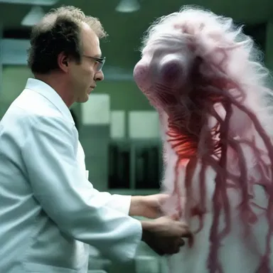 In the horror movie, a mad scientist ligated human and animal DNA in an experiment gone wrong, resulting in horrifying hybrid creatures.