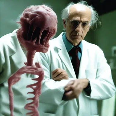 In the horror movie, a mad scientist ligated human and animal DNA in an experiment gone wrong, resulting in horrifying hybrid creatures.