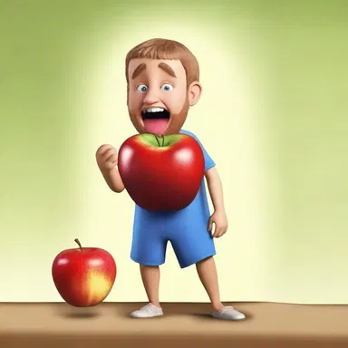 As a symbol of punishment, the biblical character ate the apple with a scranching sound.