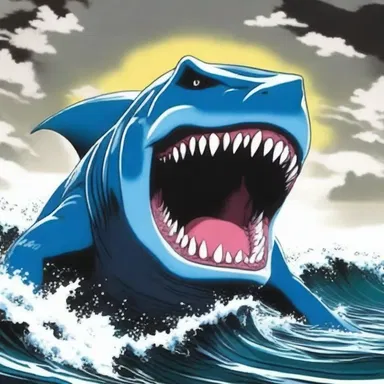 In the anime, the monster's powerful jaws would scranch through anything that stood in its way.