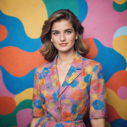 Imagery showcasing Diana, a youthful and radiant girl, marked by her vivacious personality and adorned in stylish attire amidst a colorful backdrop.