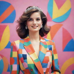 Imagery showcasing Diana, a youthful and radiant girl, marked by her vivacious personality and adorned in stylish attire amidst a colorful backdrop.