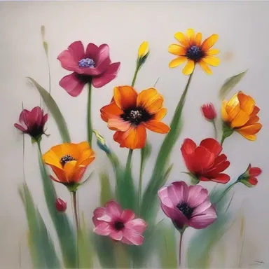 The artist's brushstrokes made the flowers on the canvas quiver with life.