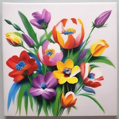 The artist's brushstrokes made the flowers on the canvas quiver with life.