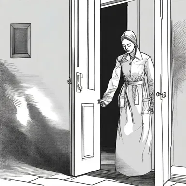 As the door creaked open, Sarah's body started to quiver with fear.