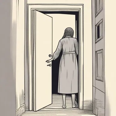 As the door creaked open, Sarah's body started to quiver with fear.