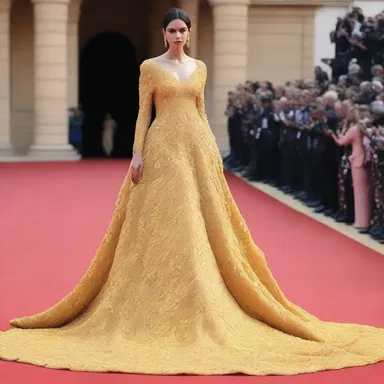The fashion designer showcased a stunning gown inspired by maize, with intricate beadwork resembling kernels and a flowing golden train.