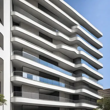 The residential building's facade was designed with integrated sun visors to reduce the amount of direct sunlight entering the windows.
