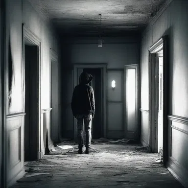 While exploring the abandoned house, the protagonist suddenly felt a chilling breeze and knew that something sinister was lurking nearby.