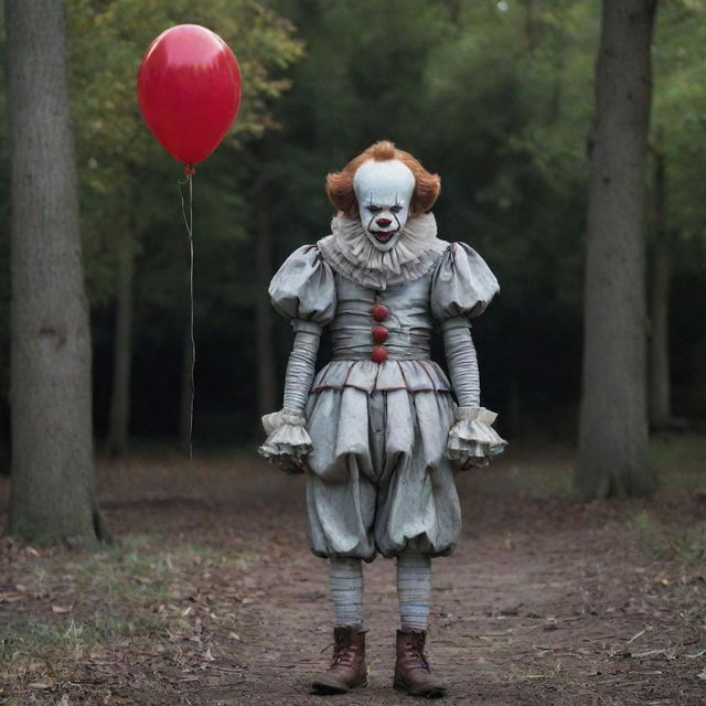 Pennywise the Clown in an unconventional setting, standing casually beside an equally intriguing, yet friendly character.