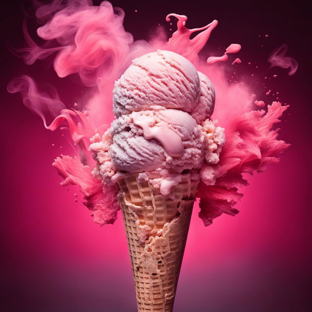 Add a scoop of delicious vanilla ice cream to the technicolor-smoke-surrounded cone already bitten by juicy red lips.