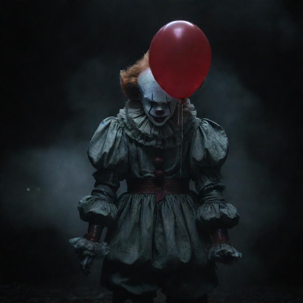Three mystifying Deadlights, embodiments of Pennywise the Clown, suspended in dark, ghostly atmosphere, exuding an eerie, foreboding aura.