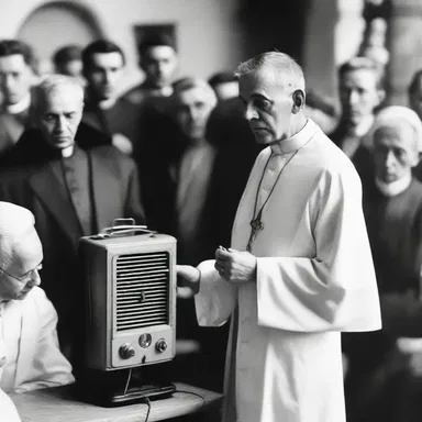 The priest used a radio transmitter to broadcast the sermon to all the faithful followers.