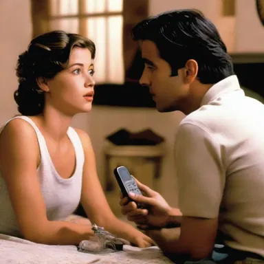 In the romantic movie, the protagonist sends secret love messages to their partner using a hidden radio transmitter.