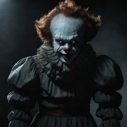 Visualize Deadlights, the dreadful form of Pennywise, ominously pulsating and glowing in a spine-chilling, shadow-filled environment.