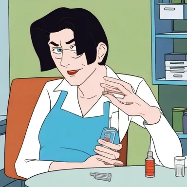 In the animated series, the character used a hypodermic syringe to inject a special substance.