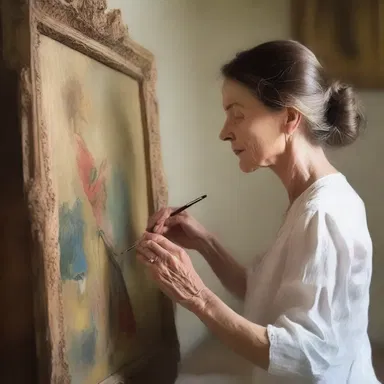 As an accomplished painter, she exhibited her artistic prowess through an intricate and captivating masterpiece.