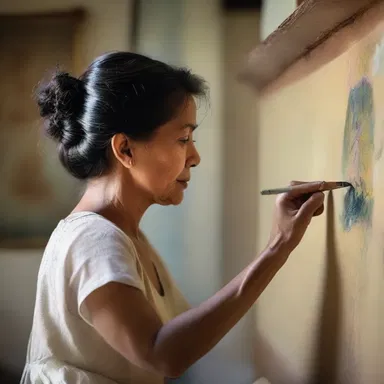 As an accomplished painter, she exhibited her artistic prowess through an intricate and captivating masterpiece.