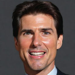 An exaggerated caricature of Tom Cruise, accentuating his defining facial features.