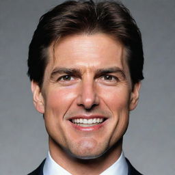 An exaggerated caricature of Tom Cruise, accentuating his defining facial features.