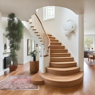The roguishly designed staircase added a whimsical touch to the modern house.