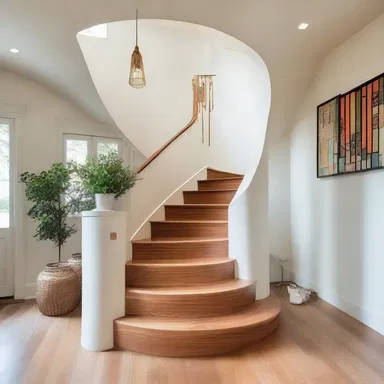 The roguishly designed staircase added a whimsical touch to the modern house.