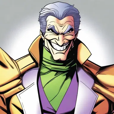 The villain in the comic series is always shown with a roguishly charming smile.