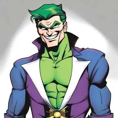 The villain in the comic series is always shown with a roguishly charming smile.