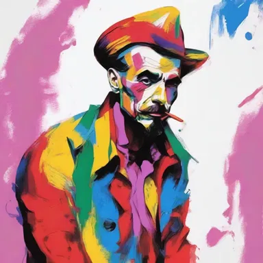 The artist used bold brushstrokes and vibrant colors to portray the roguishly rebellious character.