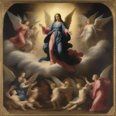 The painting depicted a scene where angels would descend from the heavens to shrive sinners.