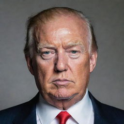 A portrait of Donald Trump depicted with a bald head.