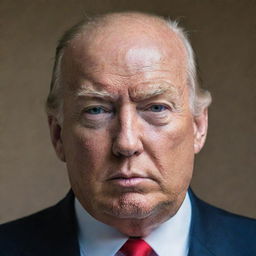 A portrait of Donald Trump depicted with a bald head.