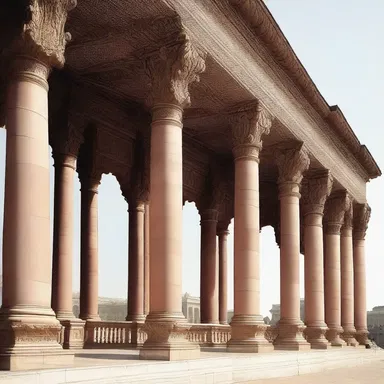 The grandeur of the palace's design was highlighted by the tall columns that seemed to capitulate to the building's imposing facade.