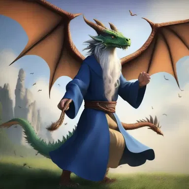 In the fantasy world of dragons and magic, the powerful wizard chuffed a gust of wind to blow away the enemy.