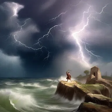 According to mythology, the mighty god chuffed with all his might and created a great storm.