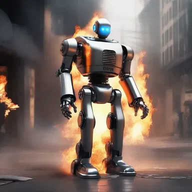 In the futuristic world of science fiction, the advanced robot chuffed forcefully to extinguish the dangerous fire.