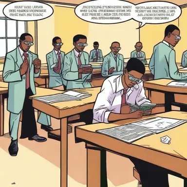In the comic book, the invigilation at the school caught a student attempting to cheat on the final exam.