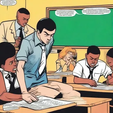 In the comic book, the invigilation at the school caught a student attempting to cheat on the final exam.