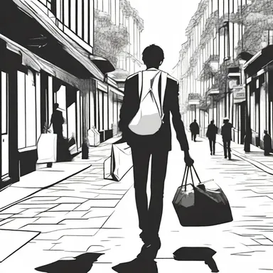 In the novel, the protagonist always carried a carrier bag filled with his belongings as he wandered through the city.