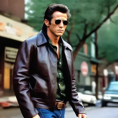 The actor wore a leathered jacket to portray a tough and rebellious character in the movie.