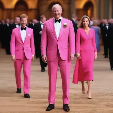 The recreant knight wore a bright pink suit to the royal ball, drawing laughter from the entire court.