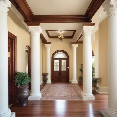 The architect created a grand entrance with bold columns and intricate details, but the recreant homeowner insisted on a plain and simple design.