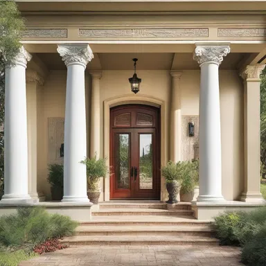 The architect created a grand entrance with bold columns and intricate details, but the recreant homeowner insisted on a plain and simple design.